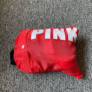 Victoria's Secret PINK Red and Black Packable Zipper Duffle Bag